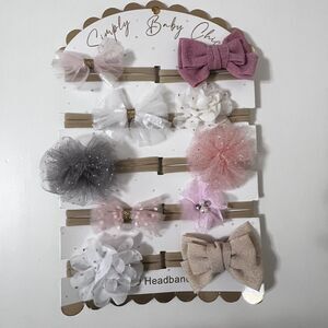 Danbar Simply Baby Chic Hair Bow Headbands Set of 10 NEW